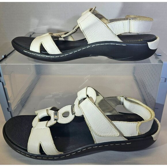 Rieker Womens White Leather Sandals With Adjustable Straps & Ring Detail size 11 - Picture 1 of 13